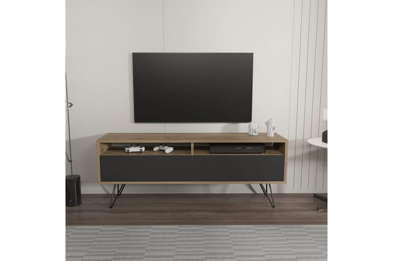 Anvor TV-bænk 140 cm - Valnød/Sort - Møbler - TV borde & mediemøbler - TV-borde