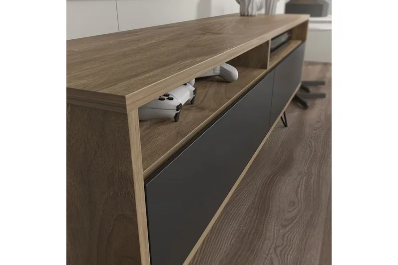 Anvor TV-bænk 140 cm - Valnød/Sort - Møbler - TV borde & mediemøbler - TV-borde