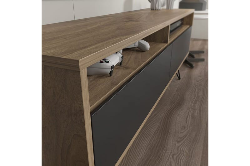 Anvor TV-bænk 140 cm - Valnød/Sort - Møbler - TV borde & mediemøbler - TV-borde