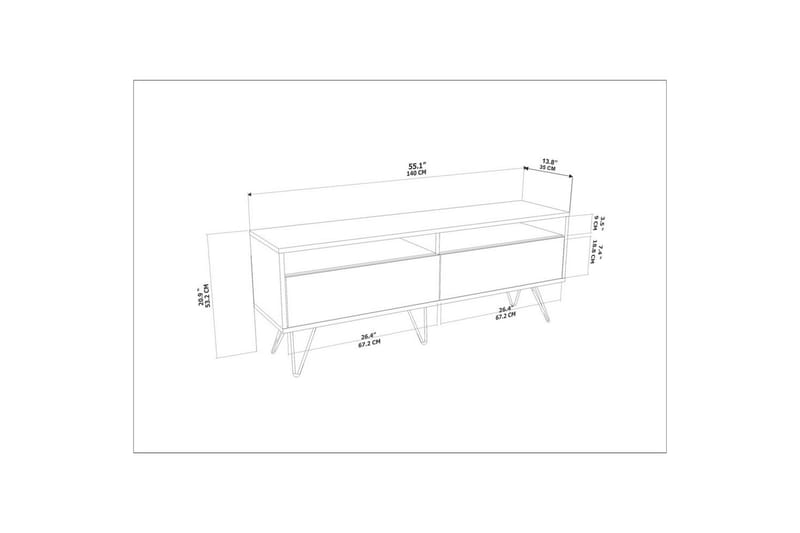 Anvor TV-bænk 140 cm - Valnød/Sort - Møbler - TV borde & mediemøbler - TV-borde
