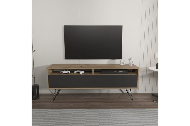 Anvor TV-bænk 140 cm - Valnød/Sort - Møbler - TV borde & mediemøbler - TV-borde