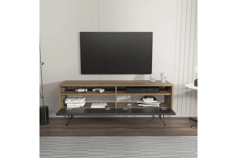 Anvor TV-bænk 140 cm - Valnød/Sort - Møbler - TV borde & mediemøbler - TV-borde