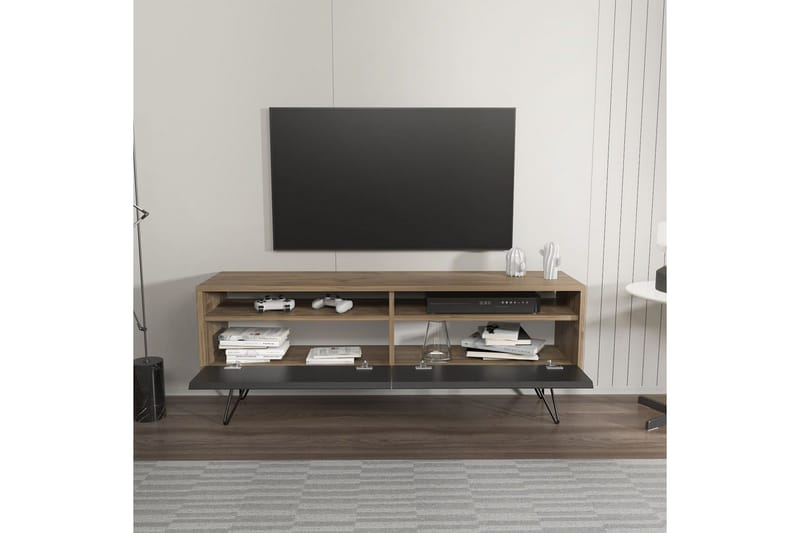 Anvor TV-bænk 140 cm - Valnød/Sort - Møbler - TV borde & mediemøbler - TV-borde