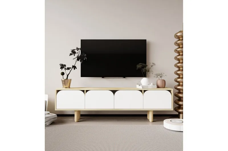 Arvo TV-bænk 180x30 cm - Brun/Hvid - Møbler - TV borde & mediemøbler - Mediestativ & vægbeslag