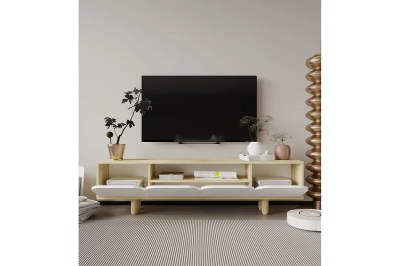 Arvo TV-bænk 180x30 cm - Brun/Hvid - Møbler - TV borde & mediemøbler - Mediestativ & vægbeslag