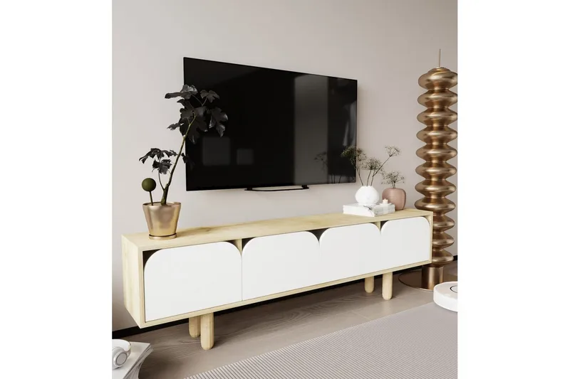 Arvo TV-bænk 180x30 cm - Brun/Hvid - Møbler - TV borde & mediemøbler - Mediestativ & vægbeslag