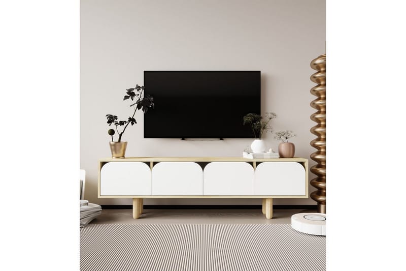 Arvo TV-bænk 180x30 cm - Brun/Hvid - Møbler - TV borde & mediemøbler - Mediestativ & vægbeslag