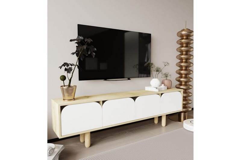 Arvo TV-bænk 180x30 cm - Brun/Hvid - Møbler - TV borde & mediemøbler - Mediestativ & vægbeslag