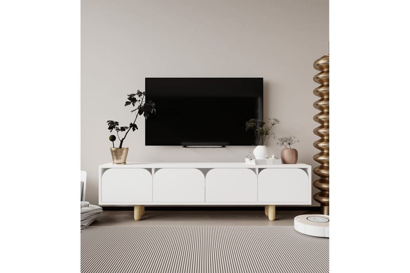Arvo TV-bænk 180x30 cm - Hvid - Møbler - TV borde & mediemøbler - Mediestativ & vægbeslag