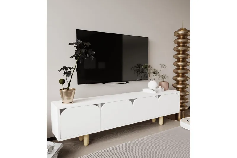 Arvo TV-bænk 180x30 cm - Hvid - Møbler - TV borde & mediemøbler - Mediestativ & vægbeslag