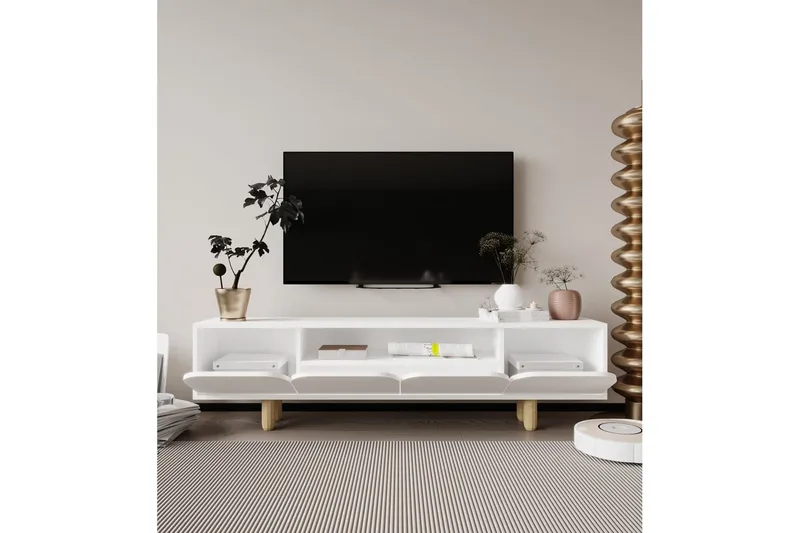 Arvo TV-bænk 180x30 cm - Hvid - Møbler - TV borde & mediemøbler - Mediestativ & vægbeslag