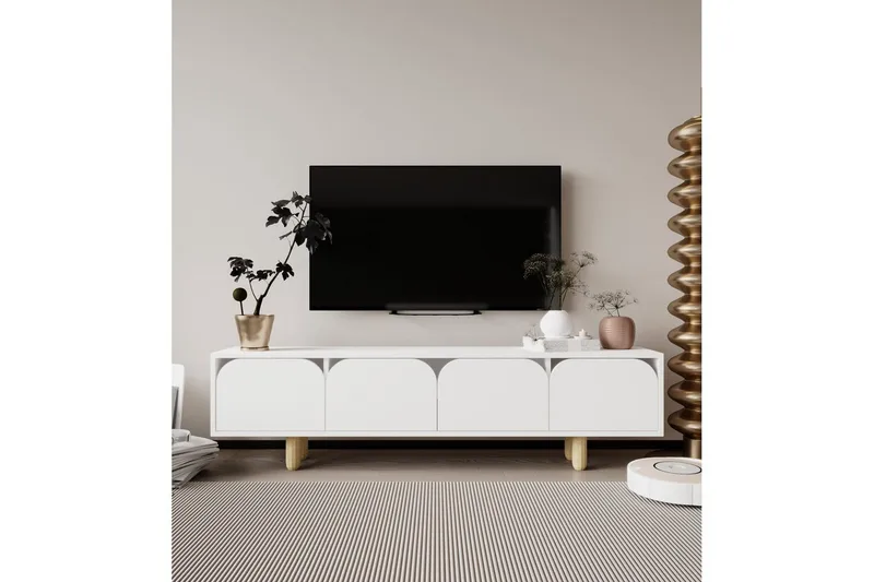 Arvo TV-bænk 180x30 cm - Hvid - Møbler - TV borde & mediemøbler - Mediestativ & vægbeslag