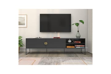 Asia Fritstående TV-bord 180 cm med Opbevaring i Malet Træ - Antracit - Møbler - TV borde & mediemøbler - TV-borde