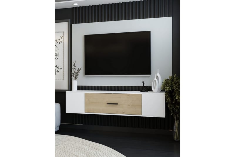 Avryn TV-bænk 150 cm - Hvid/Eg - Møbler - TV borde & mediemøbler - TV-borde