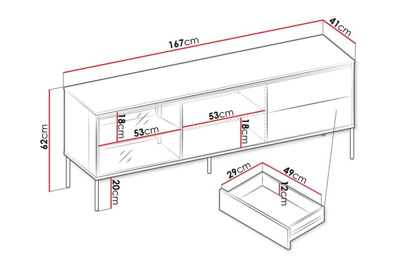 Basici TV-bænk 167x41 cm - Brun - Møbler - TV borde & mediemøbler - TV-borde