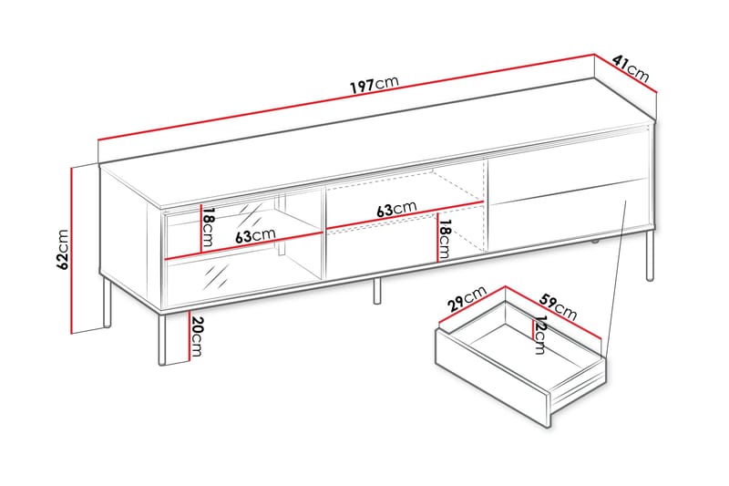 Basici TV-bænk 197x41 cm - Grå/Grøn - Møbler - TV borde & mediemøbler - TV-borde
