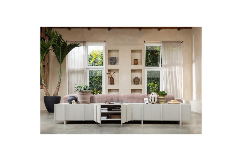 Basu Fritstående Tv-bord 152 cm med Opbevaring i Lyst Træ - Beige - Møbler - TV borde & mediemøbler - TV-borde