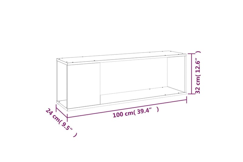 beBasic tv-bord 100x24x32 cm konstrueret træ grå sonoma-eg - GrÃ¥ - TV-borde