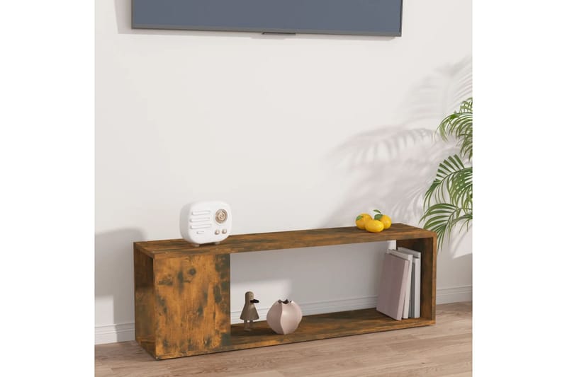 beBasic tv-bord 100x24x32 cm konstrueret træ røget egetræ - Brun - TV-borde