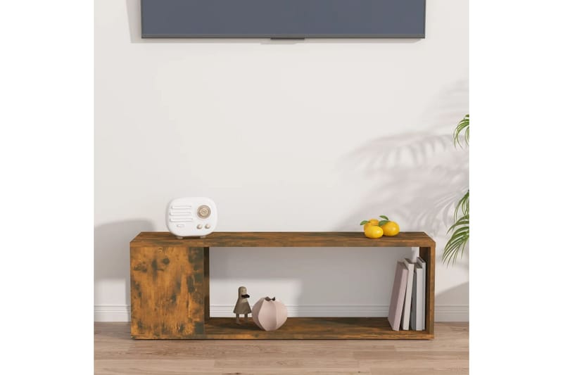 beBasic tv-bord 100x24x32 cm konstrueret træ røget egetræ - Brun - TV-borde