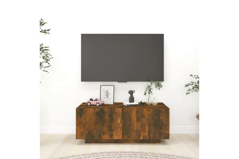 beBasic tv-bord 100x35x40 cm konstrueret træ røget egetræsfarve - Brun - TV-borde