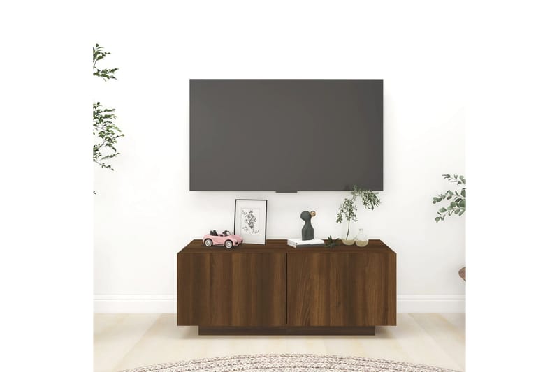 beBasic tv-bord 100x35x40cm konstrueret træ brun egetræsfarve - Brun - TV-borde