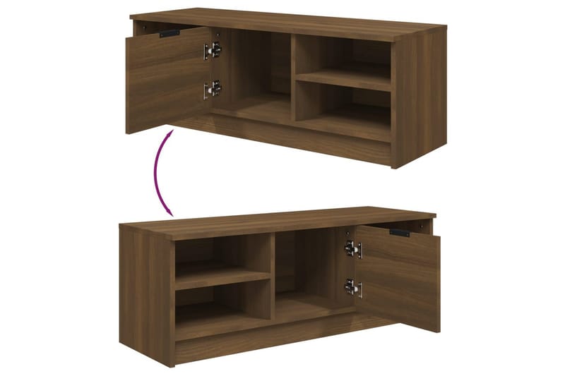 beBasic tv-bord 102x35,5x36,5 cm konstrueret træ brun egetræsfarve - Brun - Møbler - TV borde & mediemøbler - TV-borde