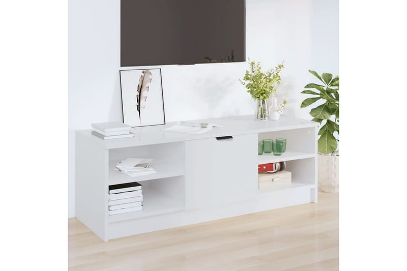 beBasic tv-bord 102x35,5x36,5 cm konstrueret træ hvid højglans - Hvid - TV-borde