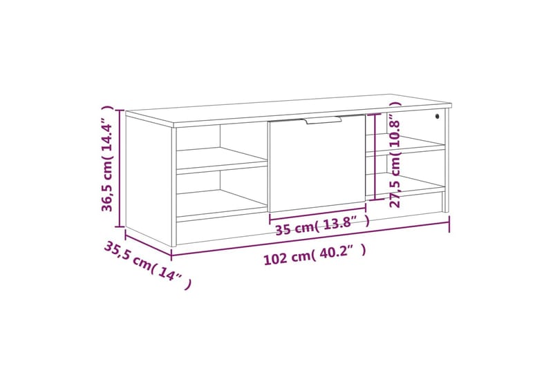 beBasic tv-bord 102x35,5x36,5 cm konstrueret træ røget egetræsfarve - Brun - Møbler - TV borde & mediemøbler - TV-borde