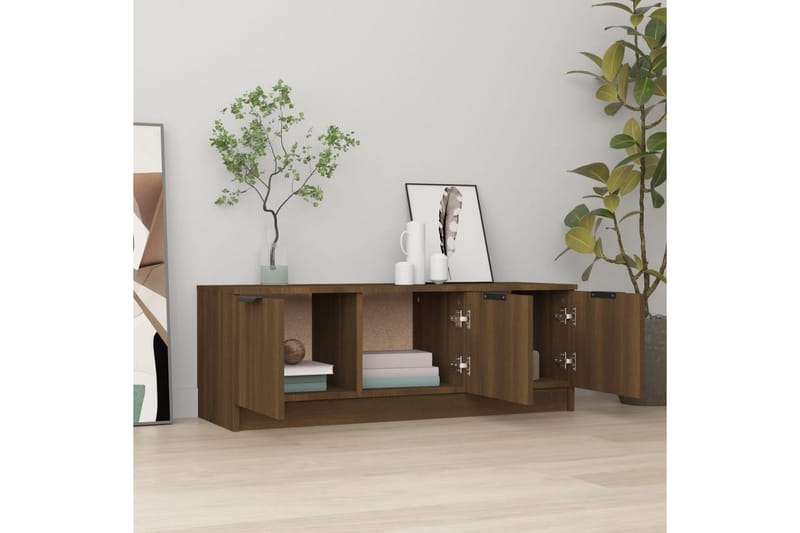 beBasic tv-bord 102x35x36,5 cm konstrueret træ brun egetræsfarve - Brun - TV-borde