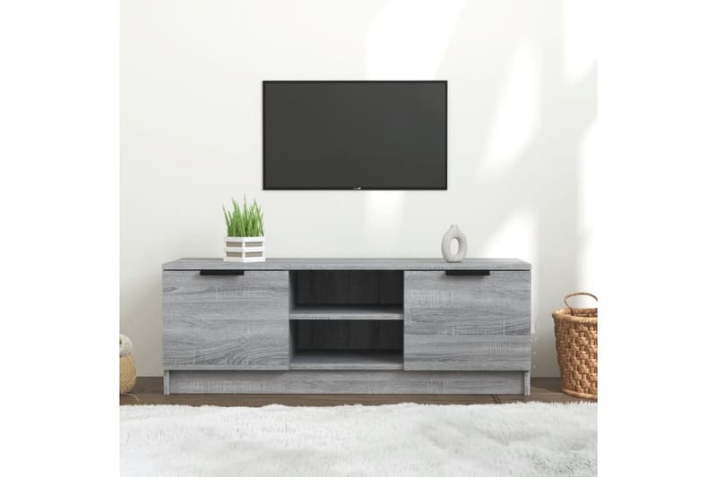 beBasic tv-bord 102x35x36,5 cm konstrueret træ grå sonoma-eg - GrÃ¥ - TV-borde