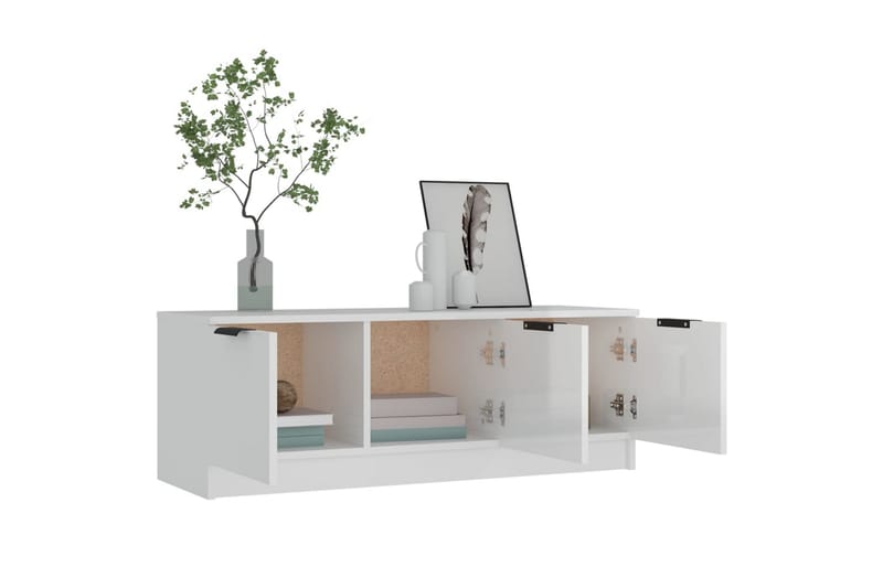 beBasic tv-bord 102x35x36,5 cm konstrueret træ hvid højglans - Hvid - TV-borde