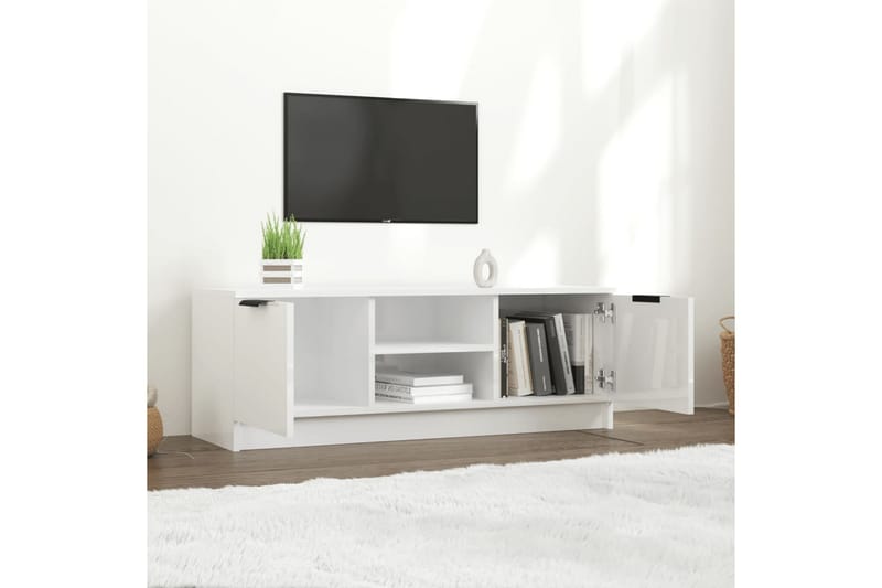 beBasic tv-bord 102x35x36,5 cm konstrueret træ hvid højglans - Hvid - Møbler - TV borde & mediemøbler - TV-borde