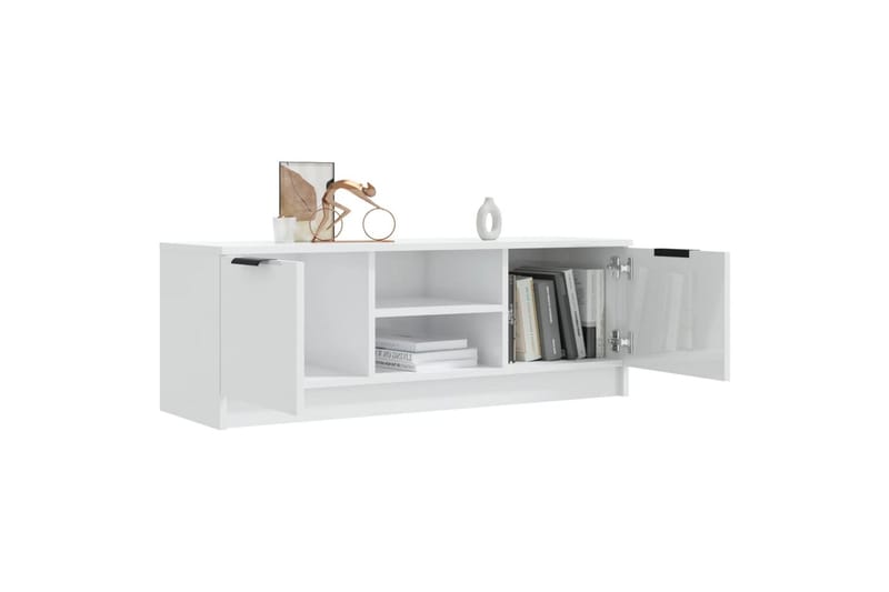 beBasic tv-bord 102x35x36,5 cm konstrueret træ hvid højglans - Hvid - Møbler - TV borde & mediemøbler - TV-borde