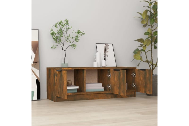 beBasic tv-bord 102x35x36,5 cm konstrueret træ røget egetræsfarve - Brun - TV-borde