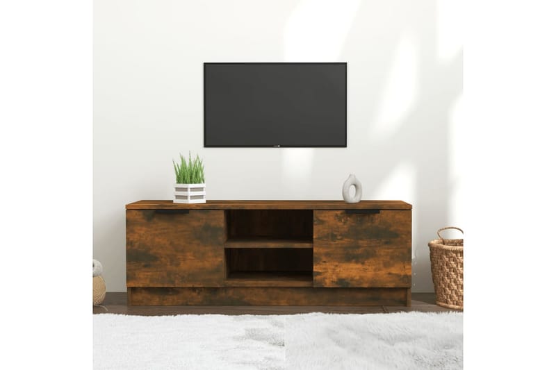 beBasic tv-bord 102x35x36,5 cm konstrueret træ røget egetræsfarve - Brun - Møbler - TV borde & mediemøbler - TV-borde