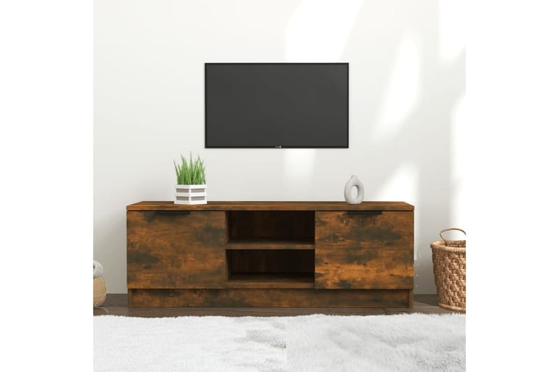 beBasic tv-bord 102x35x36,5 cm konstrueret træ røget egetræsfarve - Brun - TV-borde