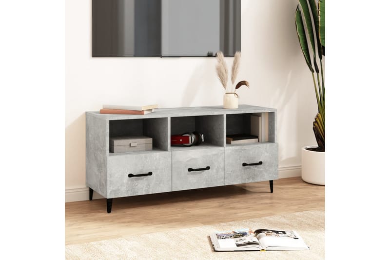 beBasic tv-bord 102x35x50 cm konstrueret træ betongrå - GrÃ¥ - Møbler - TV borde & mediemøbler - TV-borde