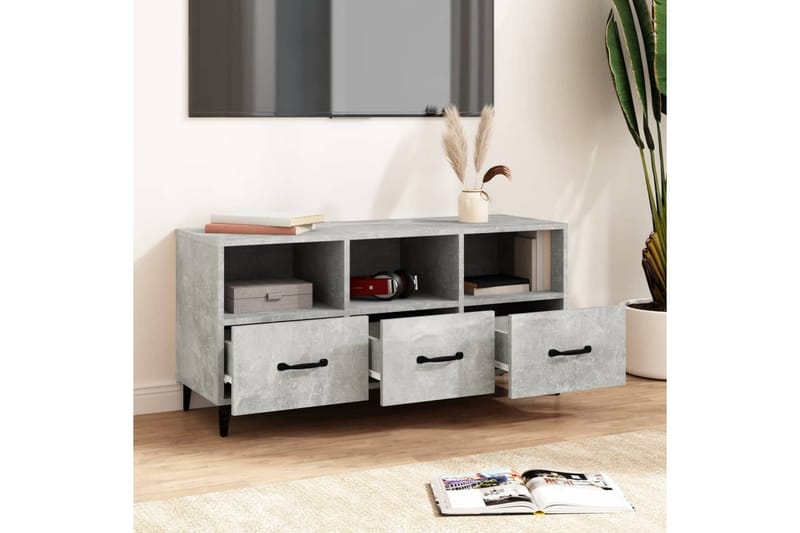 beBasic tv-bord 102x35x50 cm konstrueret træ betongrå - GrÃ¥ - Møbler - TV borde & mediemøbler - TV-borde