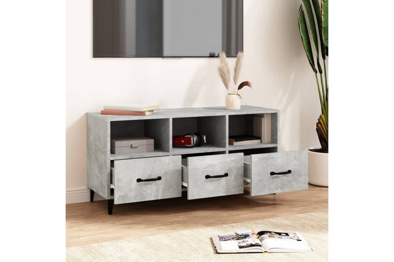 beBasic tv-bord 102x35x50 cm konstrueret træ betongrå - GrÃ¥ - TV-borde