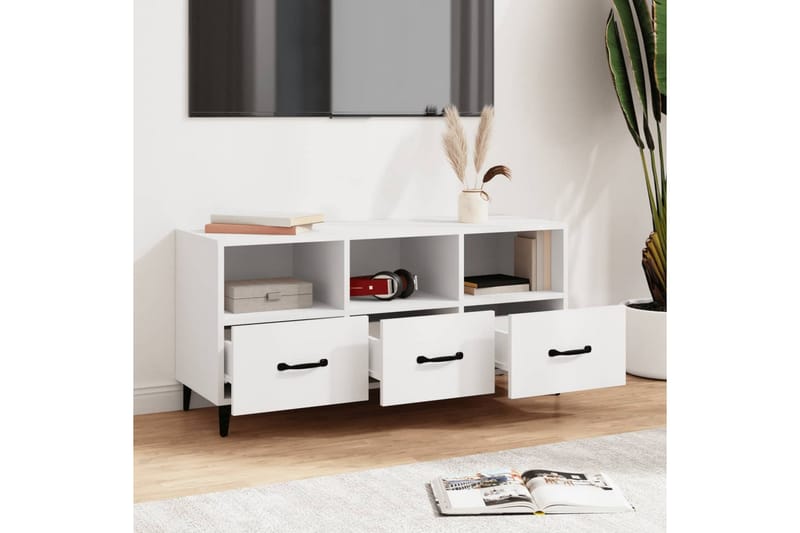 beBasic tv-bord 102x35x50 cm konstrueret træ hvid - Hvid - Møbler - TV borde & mediemøbler - TV-borde