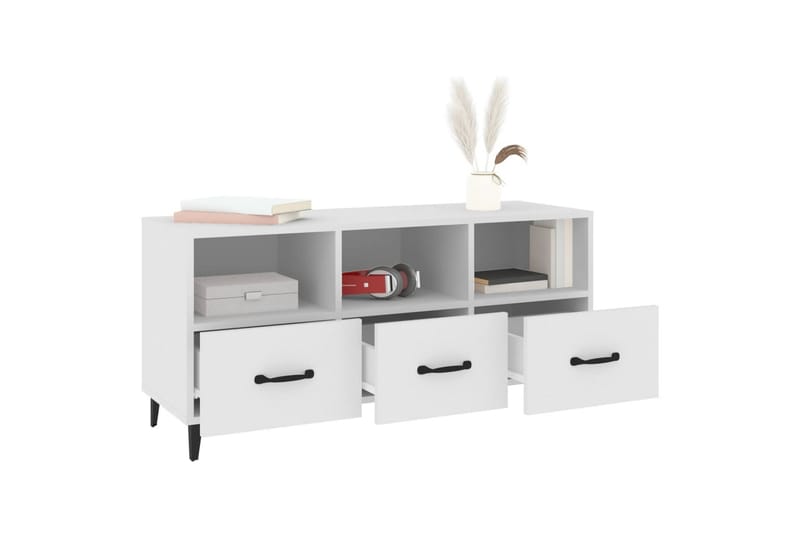 beBasic tv-bord 102x35x50 cm konstrueret træ hvid - Hvid - Møbler - TV borde & mediemøbler - TV-borde