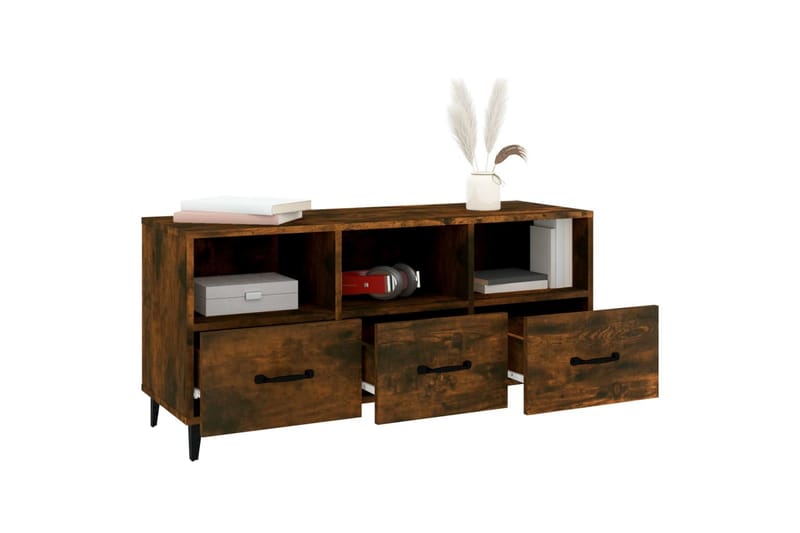 beBasic tv-bord 102x35x50 cm konstrueret træ røget egetræsfarve - Brun - Møbler - TV borde & mediemøbler - TV-borde