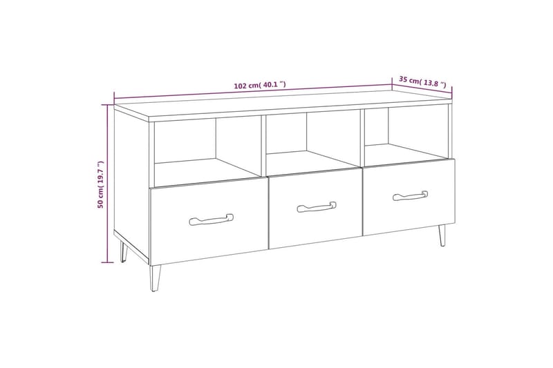 beBasic tv-bord 102x35x50 cm konstrueret træ røget egetræsfarve - Brun - Møbler - TV borde & mediemøbler - TV-borde
