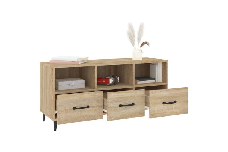beBasic tv-bord 102x35x50 cm konstrueret træ sonoma-eg - Brun - Møbler - TV borde & mediemøbler - TV-borde
