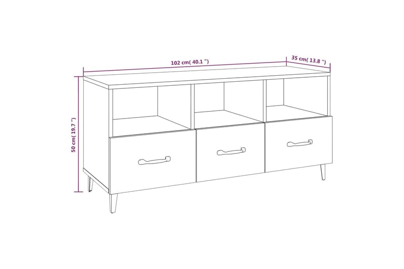 beBasic tv-bord 102x35x50 cm konstrueret træ sonoma-eg - Brun - Møbler - TV borde & mediemøbler - TV-borde