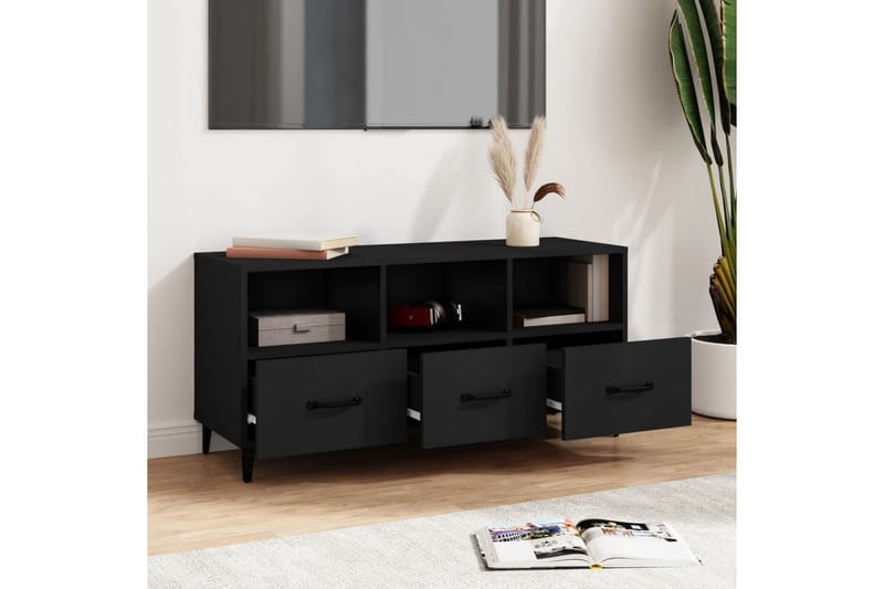 beBasic tv-bord 102x35x50 cm konstrueret træ sort - Sort - TV-borde
