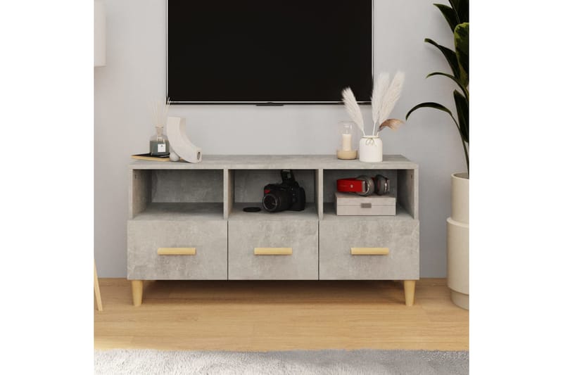 beBasic tv-bord 102x36x50 cm konstrueret træ betongrå - GrÃ¥ - Møbler - TV borde & mediemøbler - TV-borde