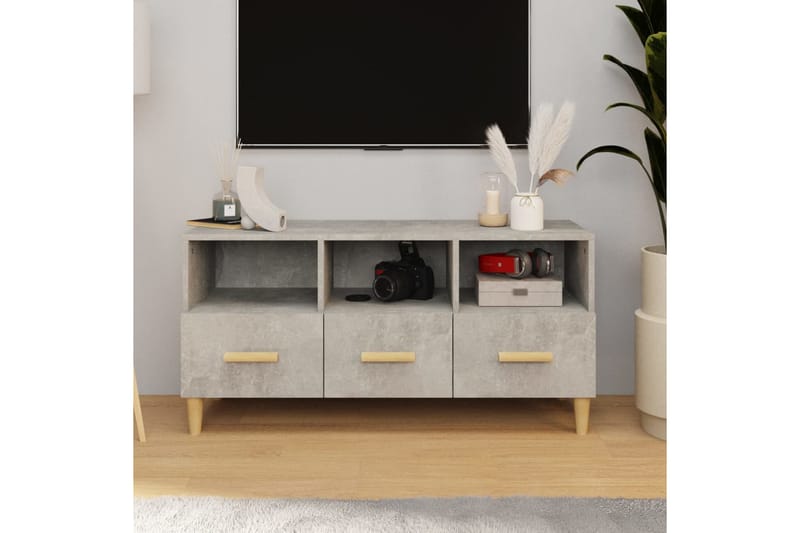 beBasic tv-bord 102x36x50 cm konstrueret træ betongrå - GrÃ¥ - TV-borde