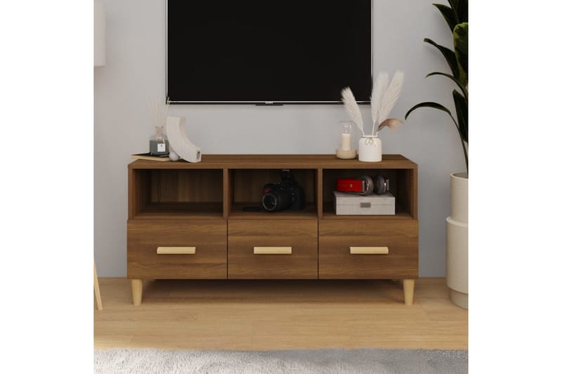 beBasic tv-bord 102x36x50 cm konstrueret træ brun egetræsfarve - Brun - TV-borde